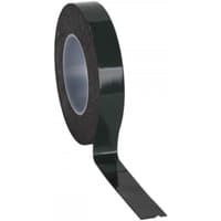 Sealey double-sided adhesive foam tape, 25mm x 10m, with green backing, rolled with exposed sticky edge.