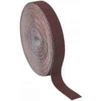 Brown Sealey emery roll, 25mm wide, 50m long, 80 grit, coiled with visible textured abrasive surface.