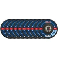 Sealey 60Grit flap discs, blue with red label, zirconium, Ø115mm, Ø22mm bore, pack of 10.