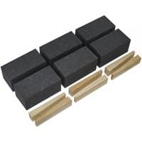 Sealey FGB24 floor grinding blocks, black, rectangular, 50x50x100mm, 24 grit, pack of 6 with wooden wedges.