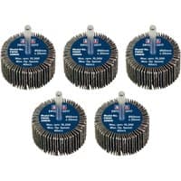 Sealey abrasive flap wheels, 50x25mm, 80 grit, with blue center and 6mm shaft, pack of 5.