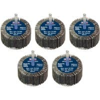 Sealey abrasive flap wheels, 60x30mm, 6mm shaft, assorted grit, pack of 5, with blue center labels and radial flaps.