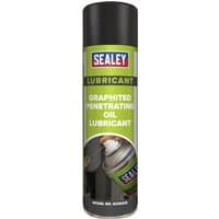 Black and green Sealey graphited penetrating oil lubricant spray can with red and white logo.