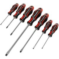 Sealey Gripmax 7 Piece Screwdriver Set with black and red ergonomic handles and chrome-plated shafts.