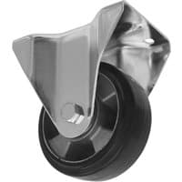 Sealey heavy-duty rubber fixed plate castor wheel with black wheel and silver metal bracket.