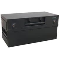 Black Sealey heavy duty tool truck box with central handle, dual locks, and robust metal construction.