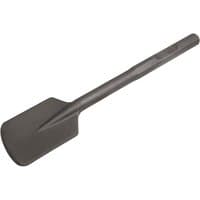 Sealey Hex Shank Clay Spade, dark gray, with flat, wide blade and hexagonal shank for Bosch and Makita breakers.