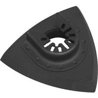 Black triangular Sealey hook and loop backing pad with central mounting hole for OIS oscillating multi tools.
