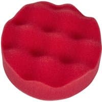 Red Sealey ultra-soft buffing pad with a wavy, dimpled surface and circular shape for hook and loop attachment.