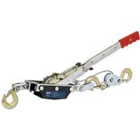 Sealey HP1500 Hand Power Puller with red handle, dual hooks, and a ratchet mechanism on a silver frame.
