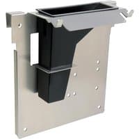 Silver Sealey IBC pump mounting bracket with black funnel and multiple mounting holes.