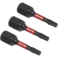 Black Sealey Torx screwdriver bits with red bands and hexagonal bases, designed for impact power tools.