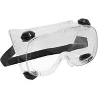 Clear Sealey safety goggles with black adjustable strap, indirect vents, and wide lens for eye protection.