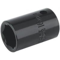 Black Sealey IS1216 impact socket, 16mm, 1/2in square drive, cylindrical with engraved size markings.