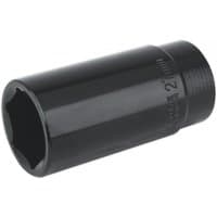 Black Sealey impact socket, 27mm deep, 1/2in square drive, cylindrical with engraved size marking.