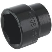 Black Sealey impact socket 30mm with 1/2in square drive, cylindrical shape, engraved size marking.