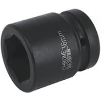 Black Sealey impact socket, 36mm size, 1-inch square drive, with engraved text and smooth finish.