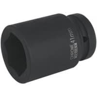 Black Sealey 1inSq drive impact socket with 41mm marking and durable chrome molybdenum construction.