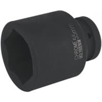 Black Sealey 55mm deep impact socket with 1in square drive and engraved size marking.