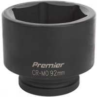 Black Sealey impact socket 92mm with 1in square drive, labeled "Premier CR-MO 92mm" on the side.