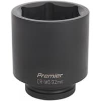 Black Sealey impact socket, 92mm deep, 1in square drive, with "Premier CR-MO 92mm" text on side.