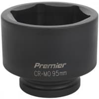 Black Sealey IS195 impact socket, 95mm, 1in square drive, with "Premier CR-MO 95mm" text on side.