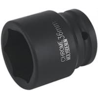 Black Sealey impact socket 36mm with 3/4in square drive, engraved with "CHROME 36mm" text.