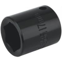 Black Sealey IS3817 impact socket, 17mm size, 3/8in square drive, with engraved size marking.