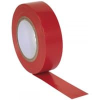 Red Sealey PVC insulating tape roll, 19mm x 20m, glossy finish, pack of 10.