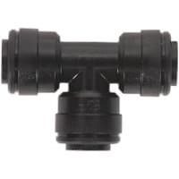 Black plastic Sealey JGCT6 equal tee connector, 6mm, T-shaped with cylindrical ends, pack of 5.