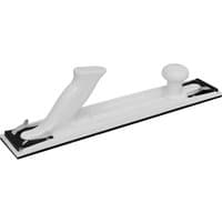 White Sealey long board hook and loop sanding block with ergonomic handle and black base.