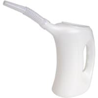 Sealey measuring jug with flexible spout, white plastic, ergonomic handle, and angled spout for precise pouring.
