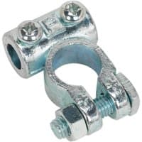 Sealey 24v positive battery terminal, silver metal with two screws and a bolt for secure connection.