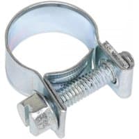 Steel mini hose clip with adjustable screw mechanism, Ø13-15mm, shiny finish, pack of 30 by Sealey.