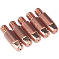 Copper-colored Sealey contact tips, 1.2mm size, threaded ends, pack of 5, for MIG welding torches MB25/36.