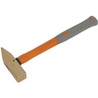 Sealey non-sparking cross pein hammer with orange fiberglass handle and grey rubber grip.
