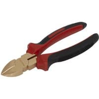 Sealey non-sparking diagonal cutting pliers with bronze jaws and red-black rubber grips.