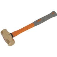 Sealey Non Sparking Sledge Hammer with orange fiberglass handle and beige non-sparking head.