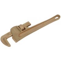Sealey NS071 non-sparking pipe wrench, 350mm, bronze finish with adjustable jaw and long handle.