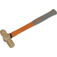 Non-sparking ball pein hammer with bronze head, orange handle, and grey grip, 16oz by Sealey.