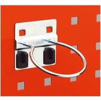 Red Sealey PerfoWall panel tool holder with metal ring and square perforations for wall mounting.
