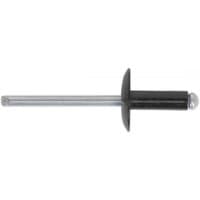Black large flange aluminium rivet with silver shaft, 4 x 10mm, by Sealey, pack of 200.