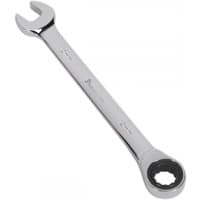 Sealey RCW12 Ratchet Combination Spanner 12mm, silver chrome finish, open-end and ratcheting box-end design.
