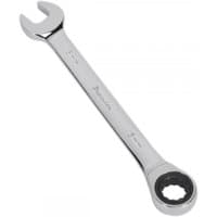 Silver Sealey RCW15 ratchet combination spanner, 15mm, with open-end and ratcheting box-end design.