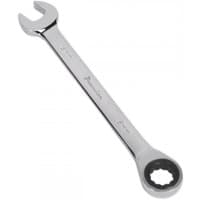 Silver Sealey ratchet combination spanner 18mm with open-end and ratcheting box-end wrench.