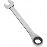 Silver Sealey RCW27 ratchet combination spanner, 27mm, with open-end and ratcheting box-end design.