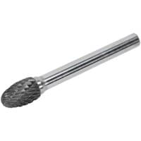 Silver Sealey rotary burr with an oval-shaped, textured cutting head and smooth cylindrical shank.