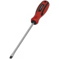 Red and black Sealey slotted screwdriver with a 6 x 150mm steel shaft and ergonomic handle.