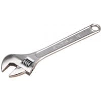 Silver Sealey adjustable wrench 450mm with a wide jaw and hole at the handle's end for hanging.
