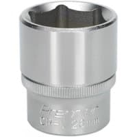 Silver Sealey Walldrive socket, 28mm size, 1/2in square drive, with engraved text and a smooth, polished finish.